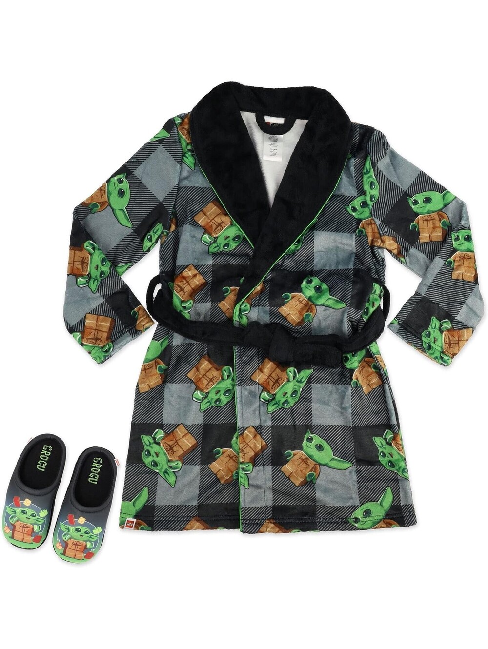 NWT LEGO Star Wars Grogu Baby Yoda Pajama Robe & Slippers Set Boys Size 8